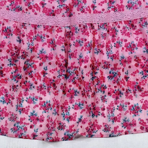 torrid Pink Gold Floral Chiffon and Lurex Tiered Ruffles Maxi Dress Size 2 - NWT - Picture 4 of 10